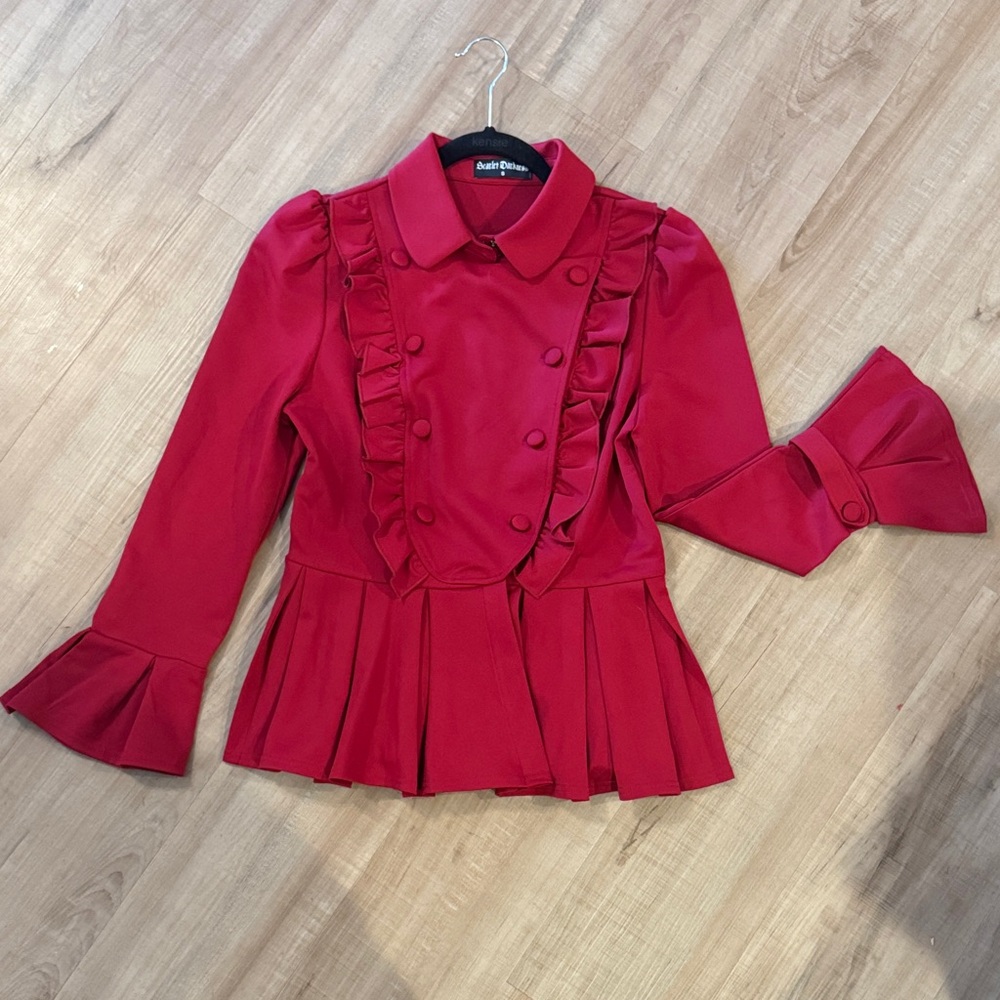 Red Ruffled Women's Blouse